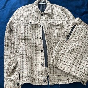 Culture kings cord cream and brown short set